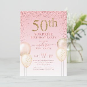 Invitation Fille Calligraphie Parties scintillant Surprise 50