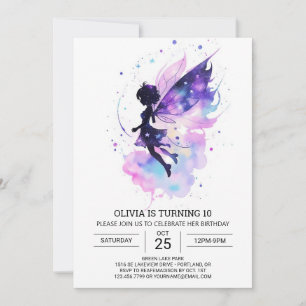 Invitation Fille Charmante Fée Anniversaire