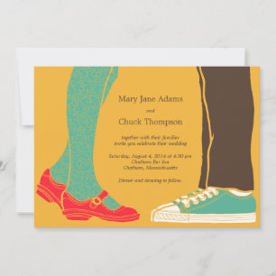 Invitation Fille Chaussures et Baskets Mariage illustré Jaune