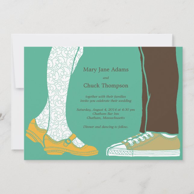 Invitation Fille Chaussures et Baskets Mariage illustré (Mint (Devant)