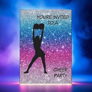 Invitation Fille Cheer rose violet bleu Parties scintillant O