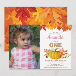 Invitation Fille Citrouille Automne Premier Anniversaire Pail