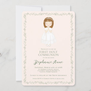 Invitation Fille Communion priant