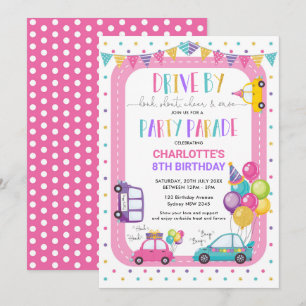 Invitation Fille Conduire Par Anniversaire Parade Quarantine 