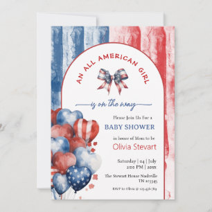 Invitation Fille Coquette Fête Prénatale 4 Juillet Toute Amér