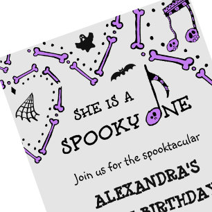 Invitation Fille Crâne Effrayant un anniversaire Halloween 1è