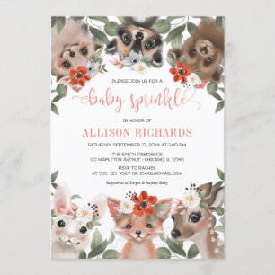 Invitation Fille d'animaux de bois saupoudrer amis de forêt