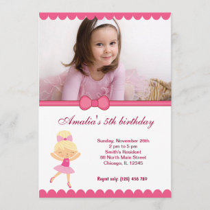 Invitation Fille d'anniversaire de Ballerina