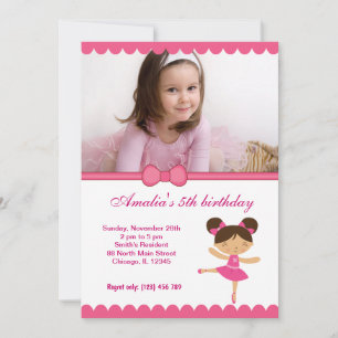 Invitation Fille d'anniversaire de Ballerina