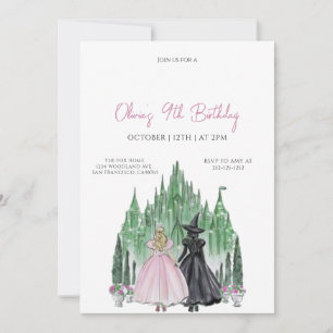 Invitation Fille d'anniversaire de fête magique élégante