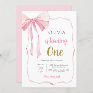 Invitation Fille d'anniversaire de la Bow rose
