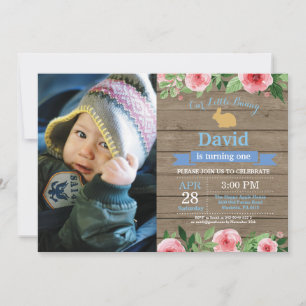 Invitation Fille d'anniversaire de lapin Œuf de Pâques 1er Pr
