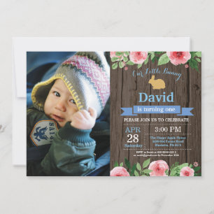 Invitation Fille d'anniversaire de lapin Œuf de Pâques 1er Pr
