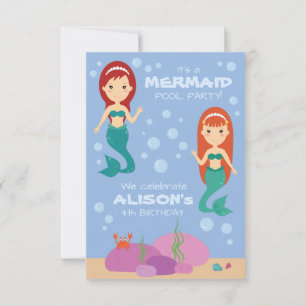 Invitation Fille d'anniversaire de Mermaid