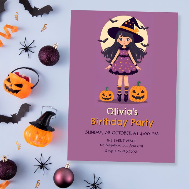 Invitation Fille d'anniversaire Halloween  (Créateur téléchargé)
