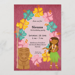 Invitation Fille d'anniversaire Hawaii