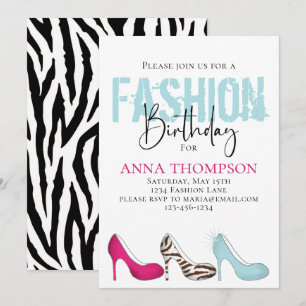 Invitation Fille d'anniversaire Moderne Chaussures de mode mi