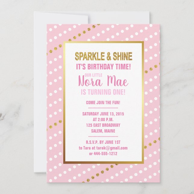 Invitation Fille d'anniversaire Sparkle (Devant)
