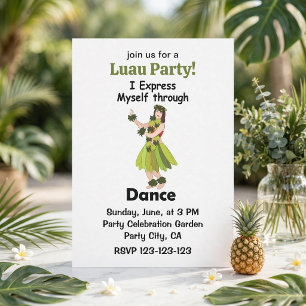 Invitation Fille danseuse de hula exprimant la danse Fête Lua