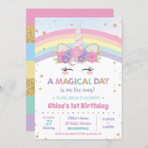 Invitation Fille d'arc-en-ciel d'invitations d'anniversaire
