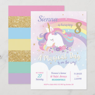 Invitation Fille d'arc-en-ciel d'invitations d'anniversaire