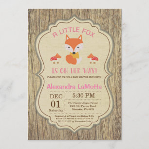 Invitation Fille d'Baby shower Rustic Fox