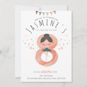 Invitation Fille de 8 ans pour un anniversaire de ballet fant
