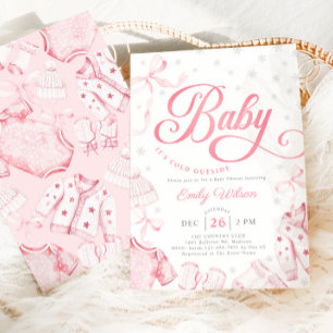 Invitation Fille de Baby Shower "Il fait froid dehors"