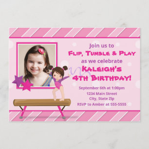 Invitation Fille de brune d'invitation d'anniversaire de