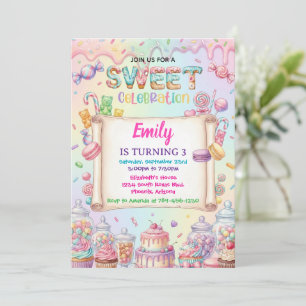 Invitation Fille de Candy Land Anniversaire Douce Célébration
