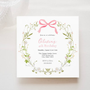 Invitation Fille de couronnes florales de cabot rose Annivers