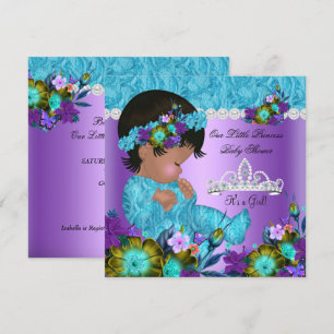 Invitation Fille de douche de bébé princesse Bleu sarcelle Vi