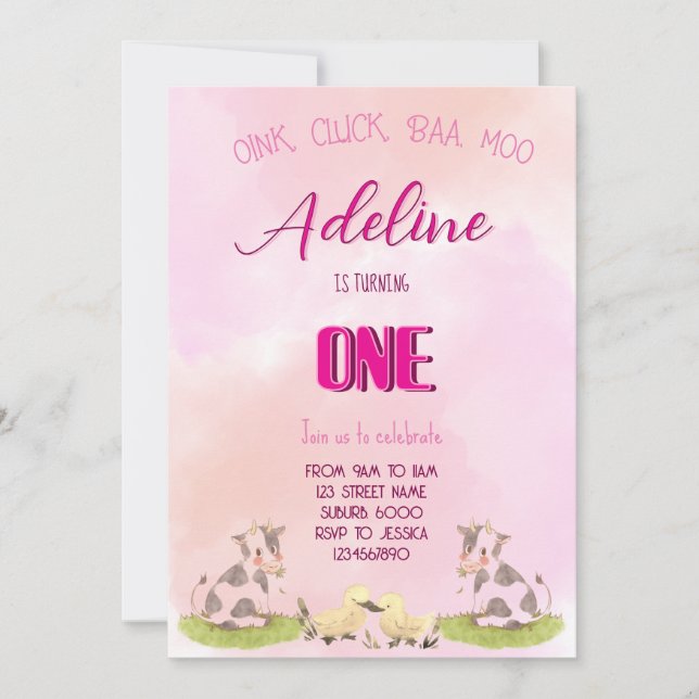 Invitation fille de ferme UNE (Devant)