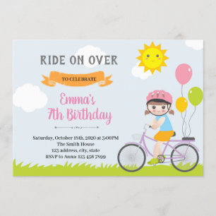 Invitation Fille de Fête à Vélo
