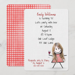 Invitation Fille de fête d'anniversaire 30 ans avec du vin