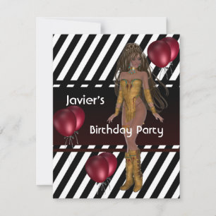 Invitation Fille de fête d'anniversaire Ballons rouges Mans 2