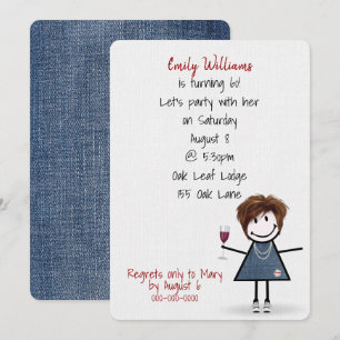 Invitation Fille de fête des 60 ans en baskets avec du vin
