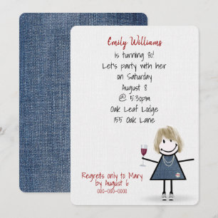 Invitation Fille de fête pour 80 ans en baskets avec du vin