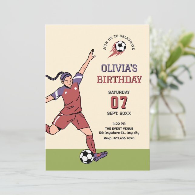 Invitation Fille de football (Debout devant)