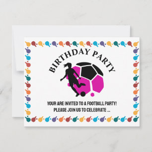 Invitation Fille de football Fête d'anniversaire, Cadeau de j