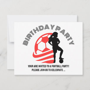Invitation Fille de football fête d'anniversaire, Joueur de f
