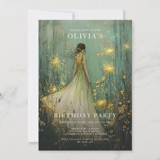 Invitation Fille de forêt enchantée Fairytale Anniversaire (Devant)
