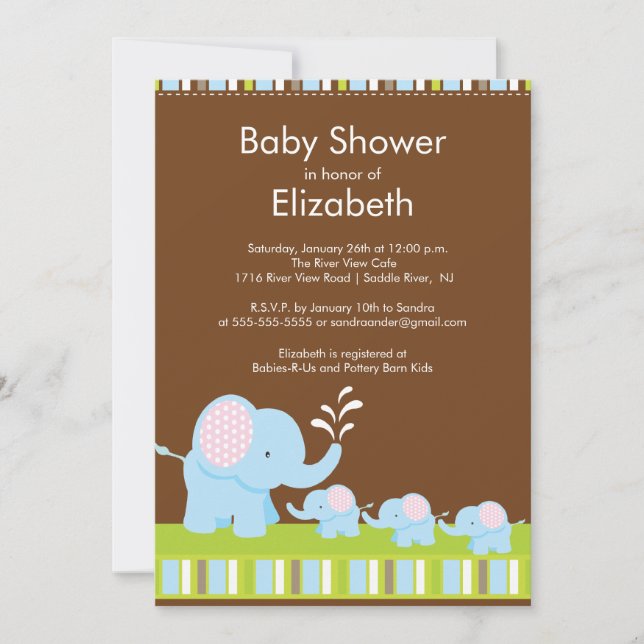 Invitation Fille de garçon de baby shower de triplets (Devant)