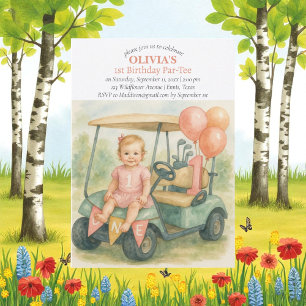 Invitation Fille de golf Hole in One 1er anniversaire Par-Tee