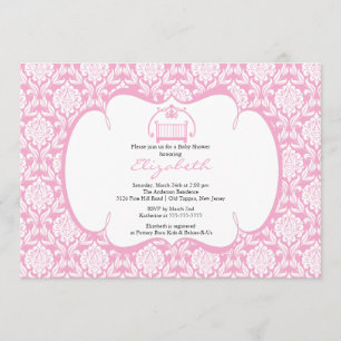 Invitation Fille de huche de rose d'invitation de baby shower