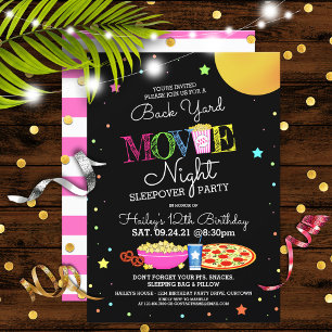Invitation Fille de Jardin cinéma Nuit Anniversaire