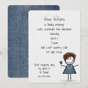Invitation Fille de la fête de retraite avec verre à vin