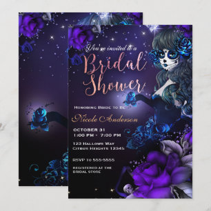 Invitation Fille de la Fête des Morts Rose Bleu Shower de Mar