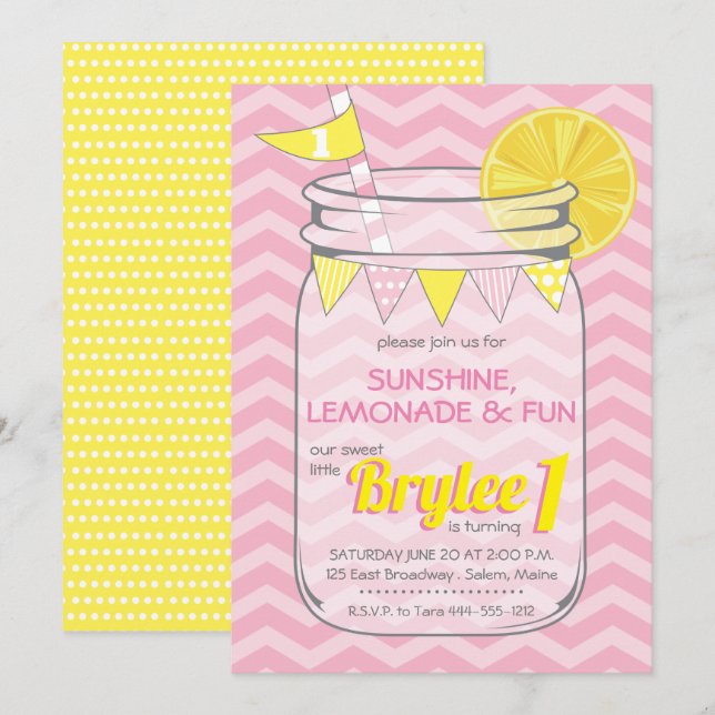 Invitation Fille de la Lemonade (Devant / Derrière)