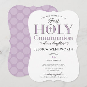 Invitation Fille de la première sainte communion typographiqu